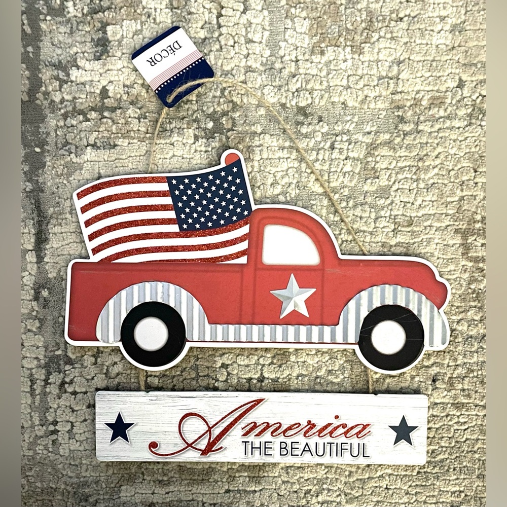 NEW Red Patriotic Truck Wall Sign